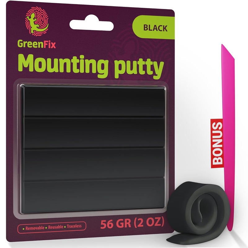 GreenFix Mounting Putty 2oz - Black Sticky Tack - Removable & Reusable Adhesive Poster Putty No Damage - Tacky Putty for Wall Hanging Posters Crafting Collectibles - Image 1